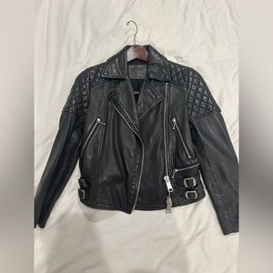 All saints black leather biker jacket